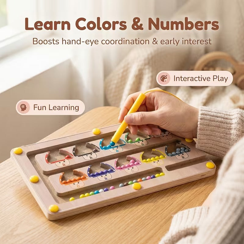 Wooden Color Sorting Magnetic Maze Board