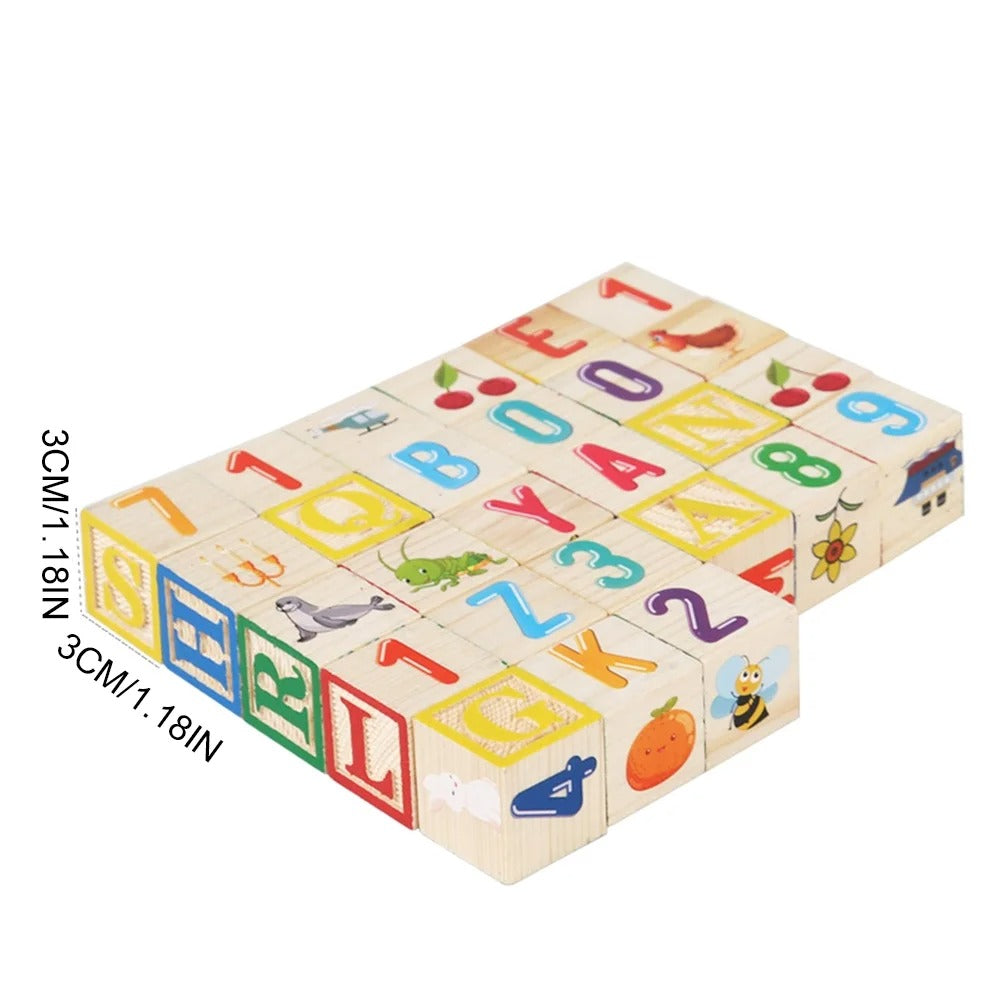 Wooden Alphabet Blocks with Wooden Storage Box