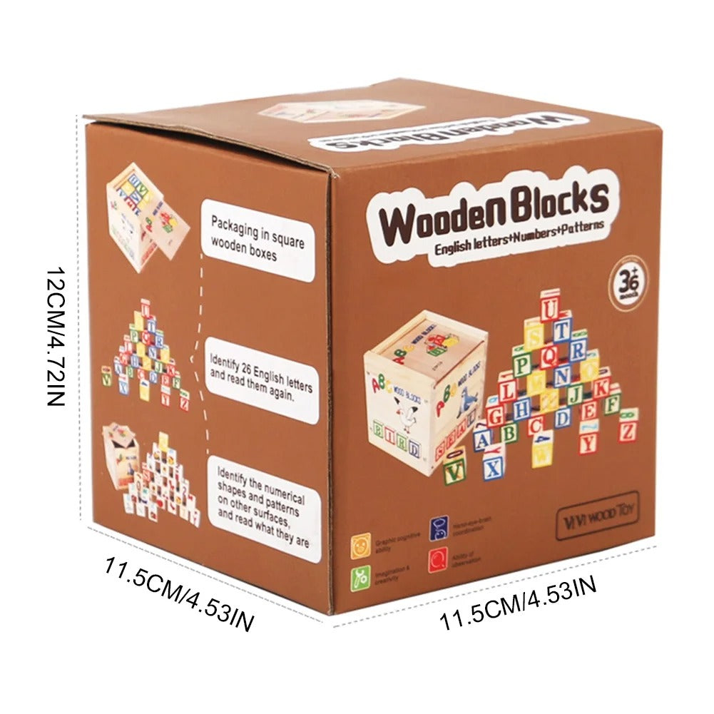 Wooden Alphabet Blocks with Wooden Storage Box
