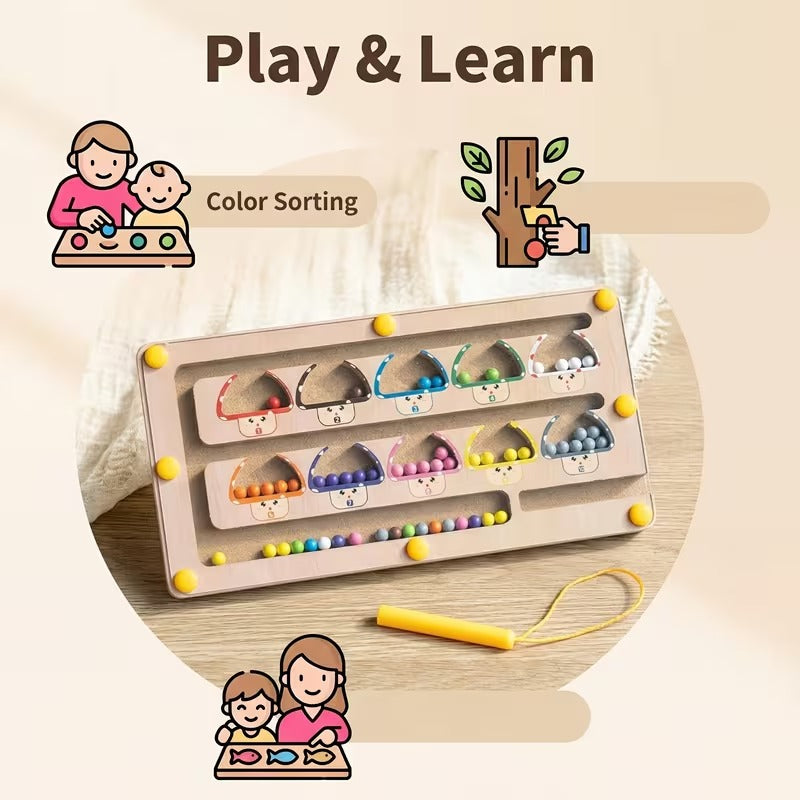 Wooden Color Sorting Magnetic Maze Board
