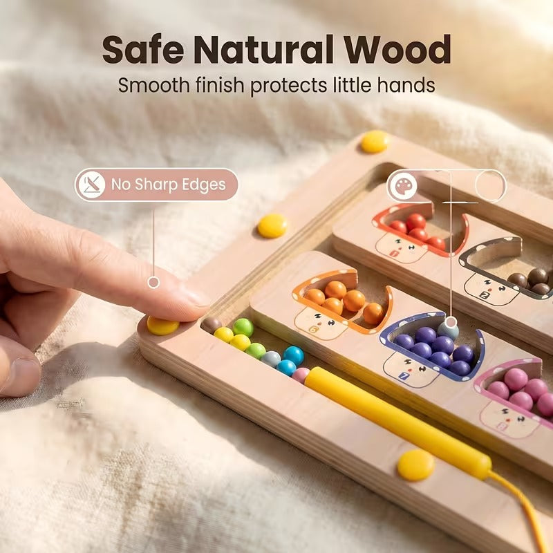 Wooden Color Sorting Magnetic Maze Board