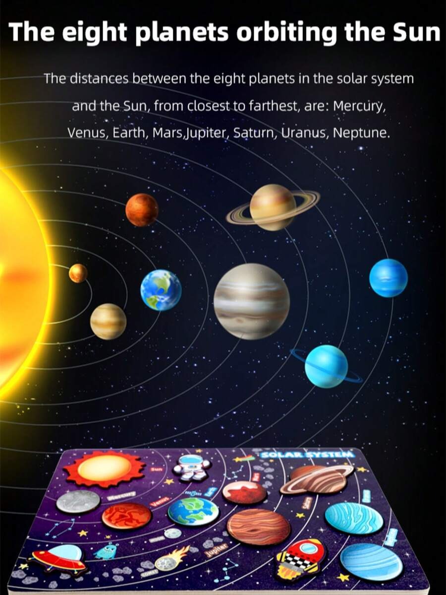 Solar System Wooden Peg Puzzle for Kids