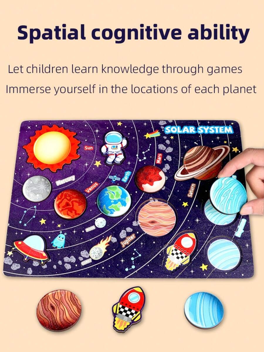 Solar System Wooden Peg Puzzle for Kids
