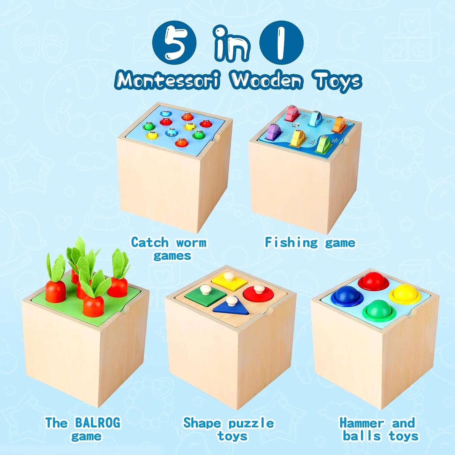 5-in-1 Wooden Montessori Toy