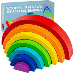 🌈 Wooden Montessori Rainbow Stacking Arch Bridge