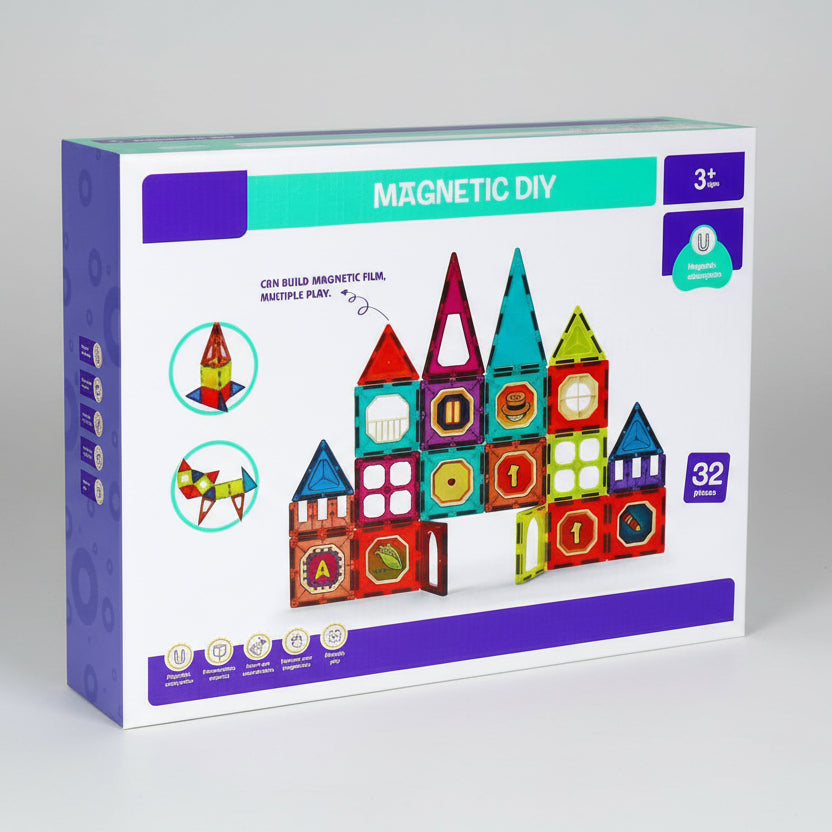 Magnetic Tiles Building Set – 32 Pieces