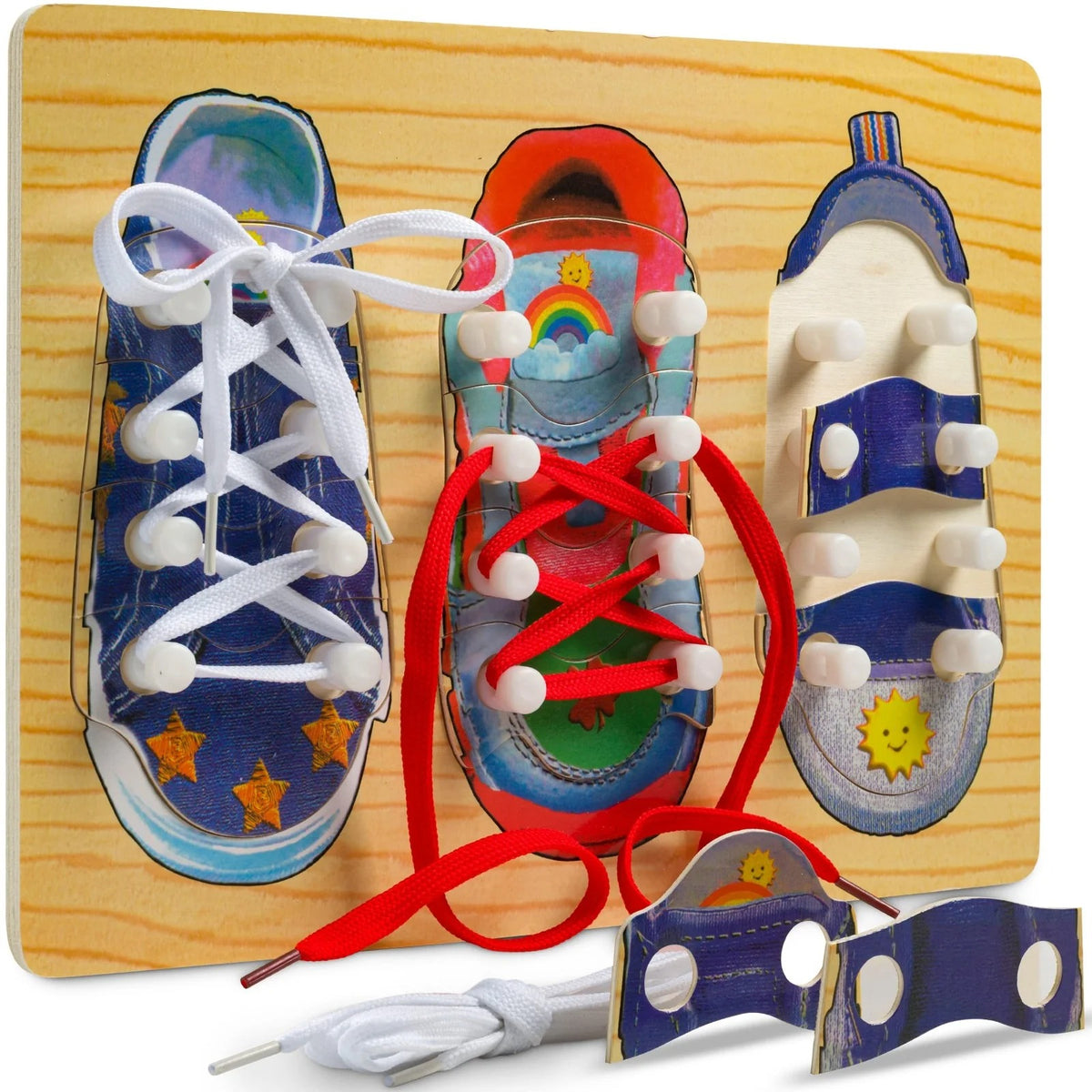 👟 Wooden Shoe Lacing Learning Board