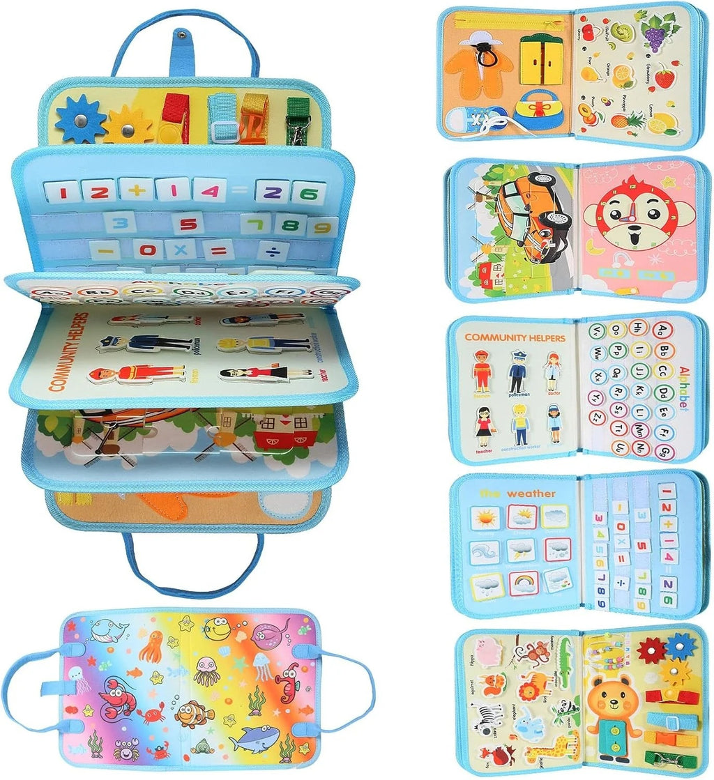 Multiple Sensory Activity Busy Book for Toddlers - 10 Sided