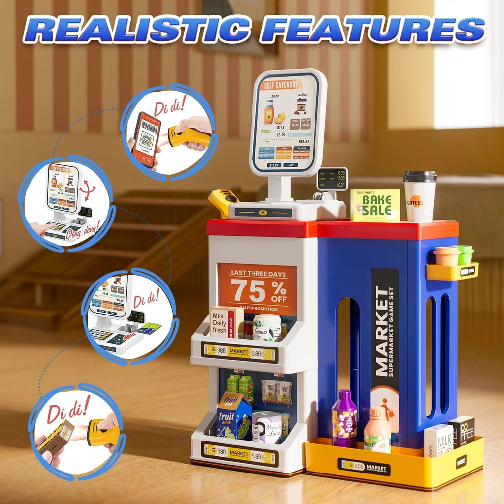 Pretend Play Realistic Shopping Fun Supermarket Set