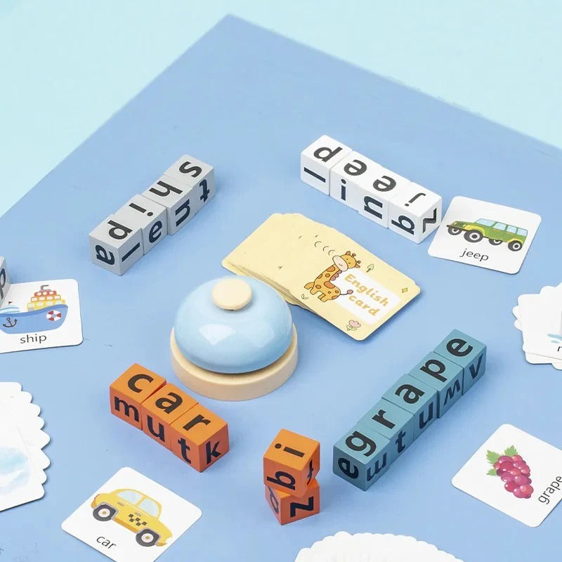 Early Education Wooden Spelling Blocks Game with Buzzer