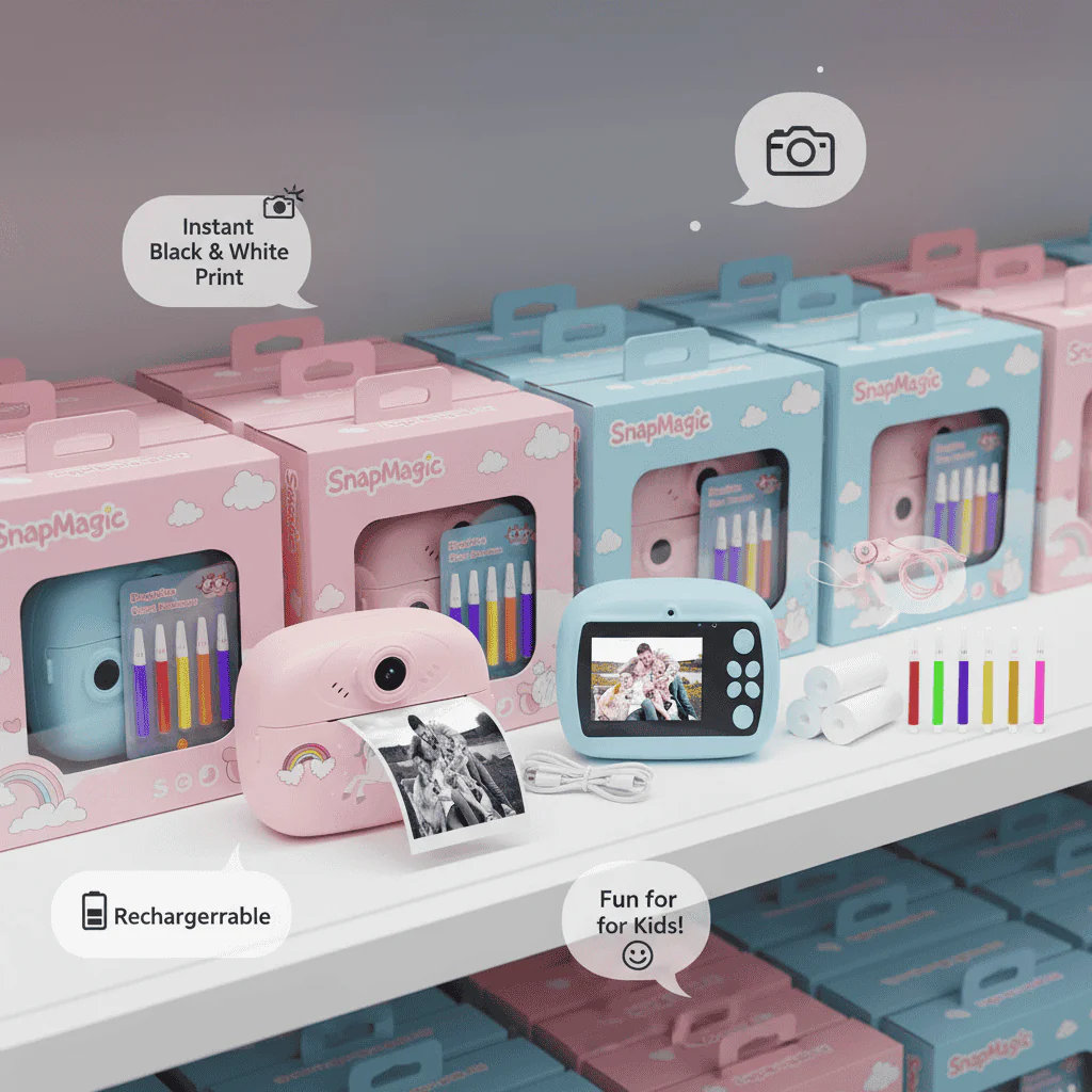 Kids Instant Print Camera (Black & White Print)