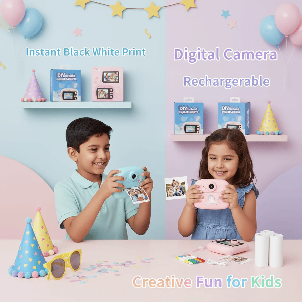 Kids Instant Print Camera (Black & White Print)
