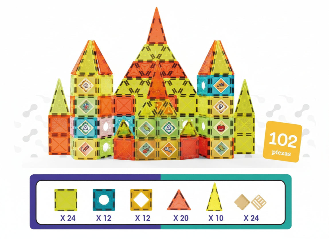 Magnetic tiles Building Set – 102 Pieces