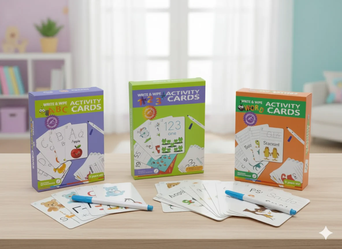 ABC, 123 & Word Write and Wipe Activities Cards