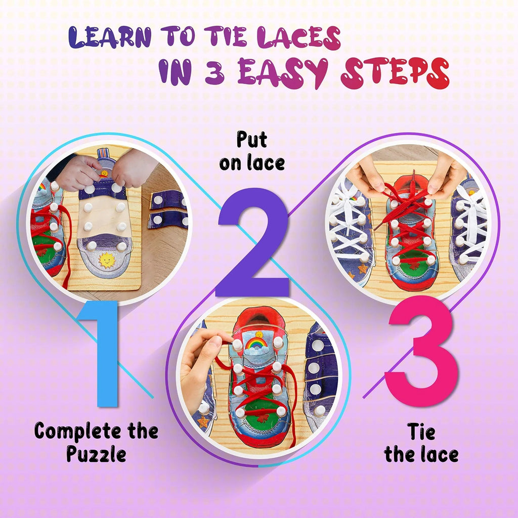 Wooden Shoe Lacing Learning Board