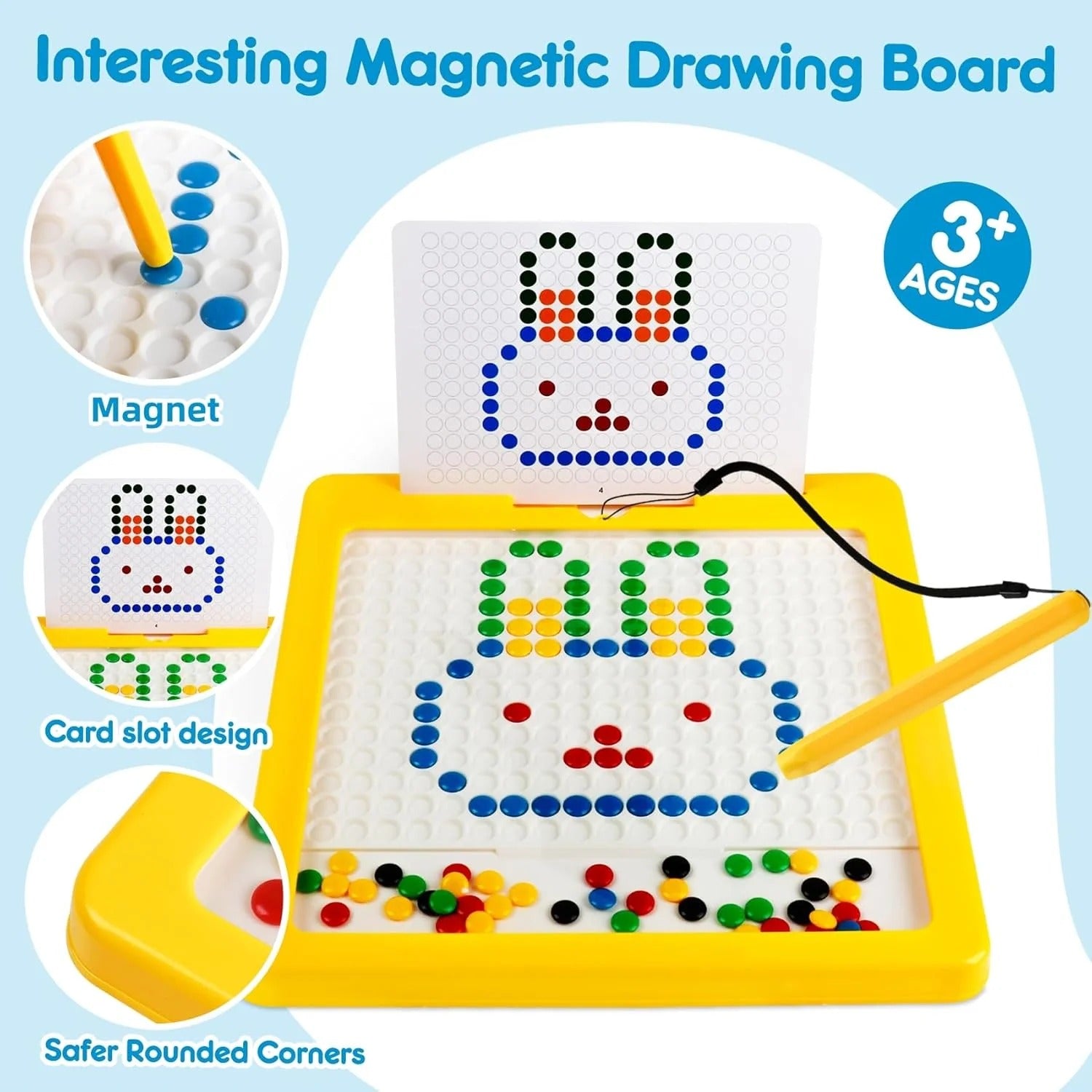 Magnetic Bead Drawing Board with Pattern Cards & Pen