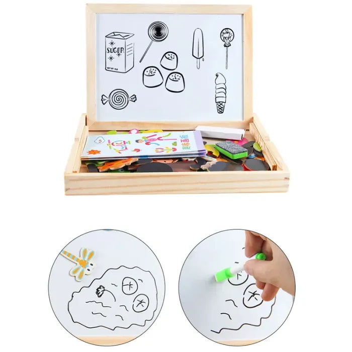 2 in 1 Montessori Magnetic Puzzle & Drawing Board