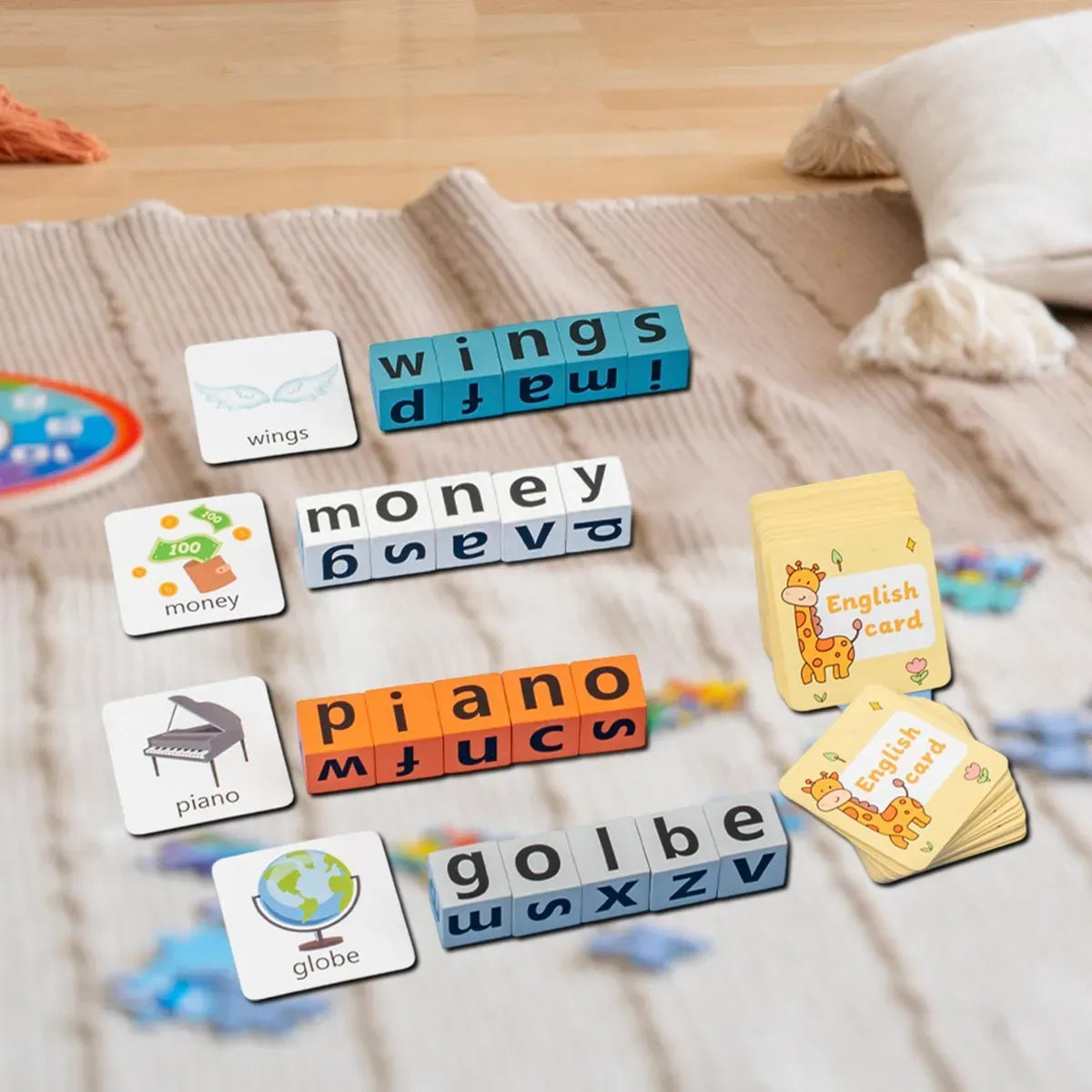 Early Education Wooden Spelling Blocks Game with Buzzer