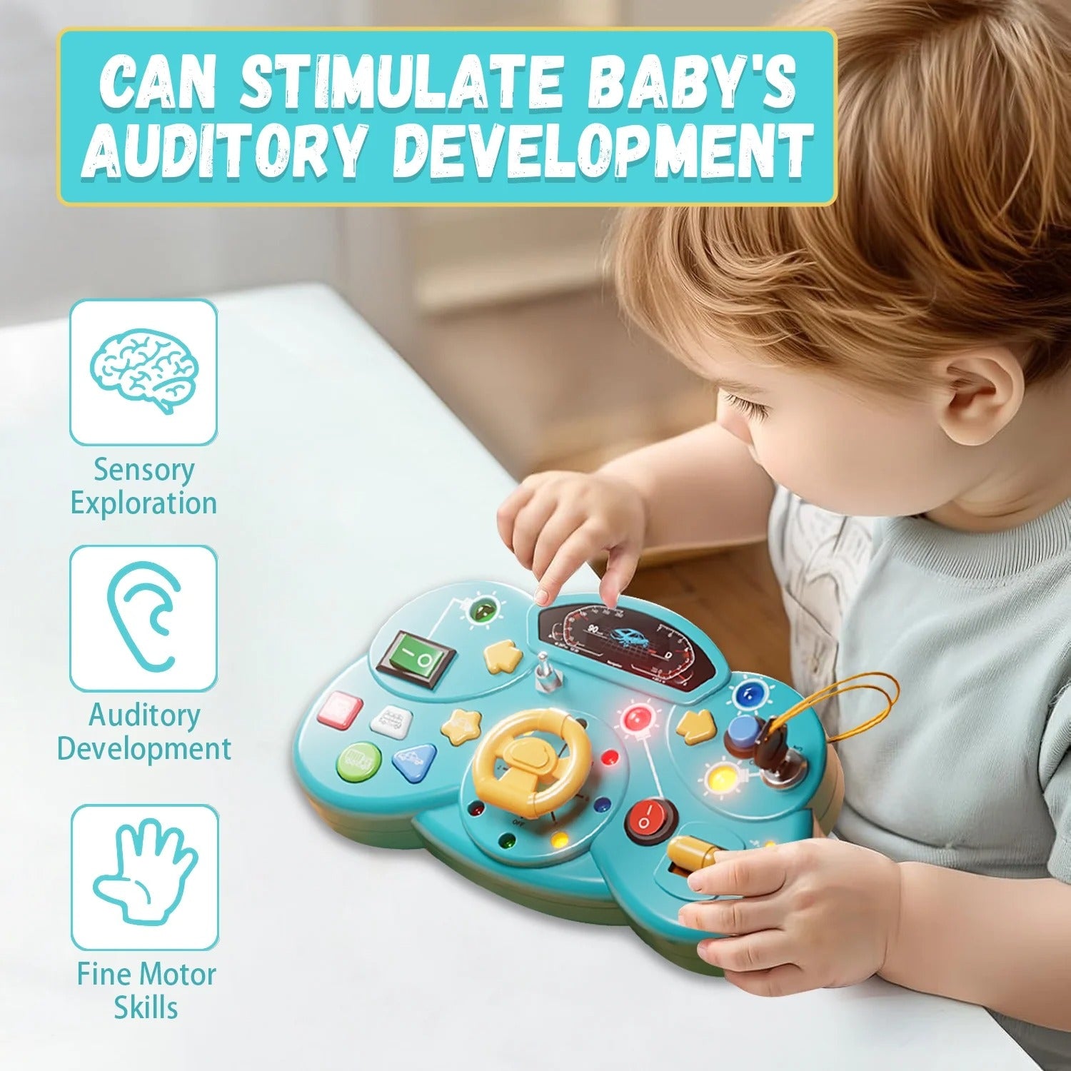 💡 Montessori Busy Board with LED Lights – Sensory Play for Little Thinkers!