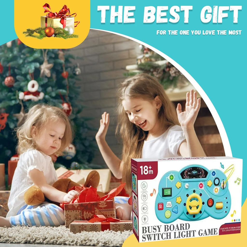 💡 Montessori Busy Board with LED Lights – Sensory Play for Little Thinkers!