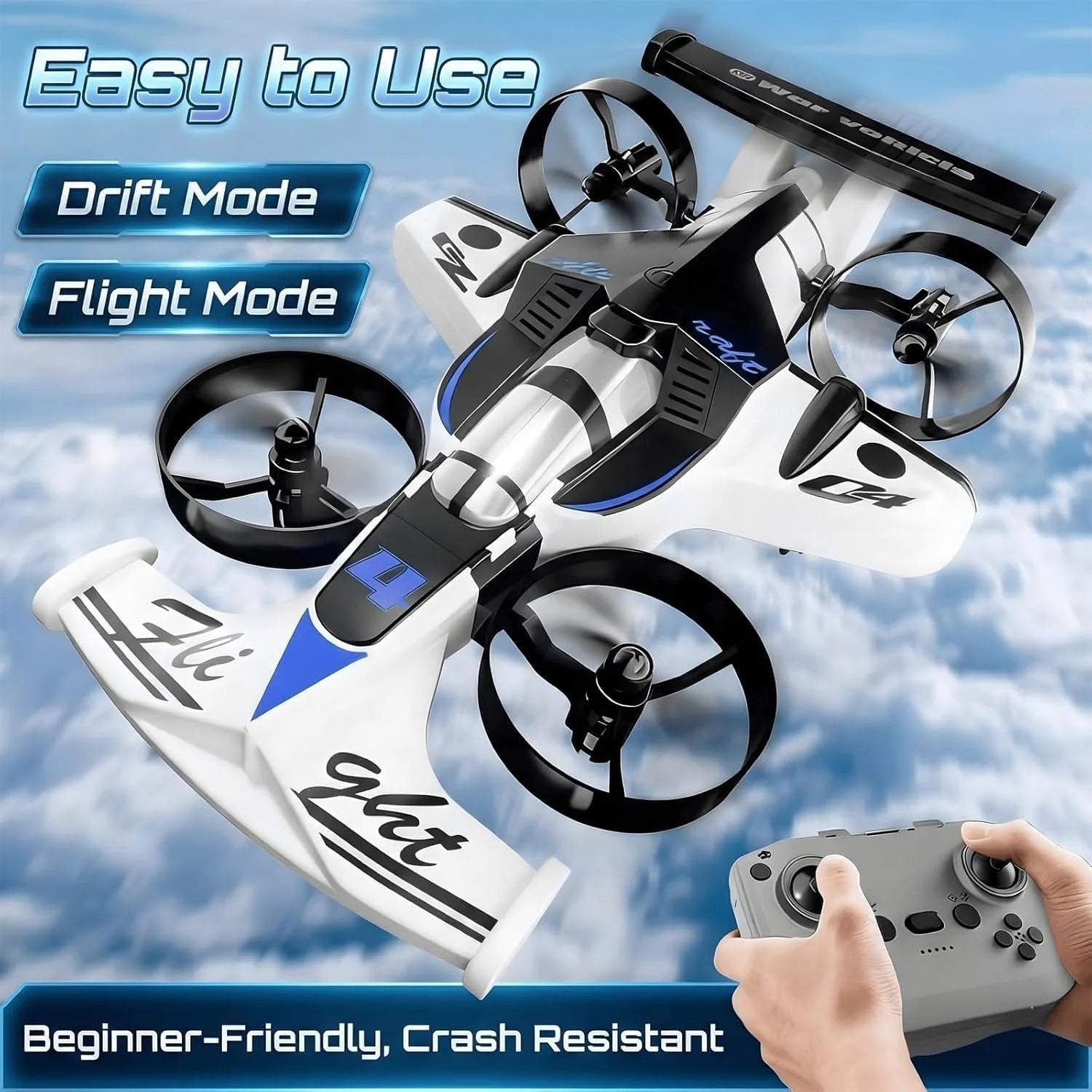 2.4GHz RC 2-in-1 Ground Drifting & Aerial Flying Aircraft