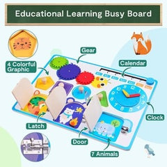 🟦 Wooden Shape Sensory Activity Busy Board
