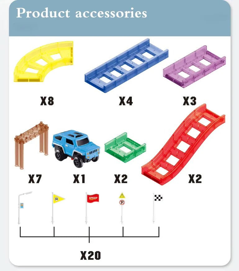 Magnetic Racing Track Set – 47 PCS