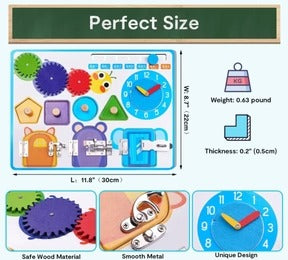 🟦 Wooden Shape Sensory Activity Busy Board