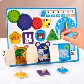 🟦 Wooden Shape Sensory Activity Busy Board