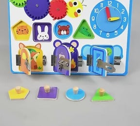 🟦 Wooden Shape Sensory Activity Busy Board
