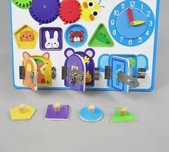 🟦 Wooden Shape Sensory Activity Busy Board