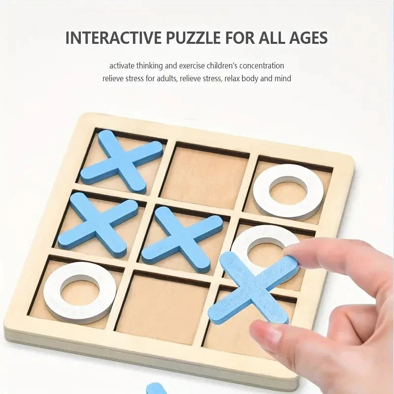 Wooden Tic-Tac-Toe Puzzle Game – Classic Fun with a Timeless Touch!