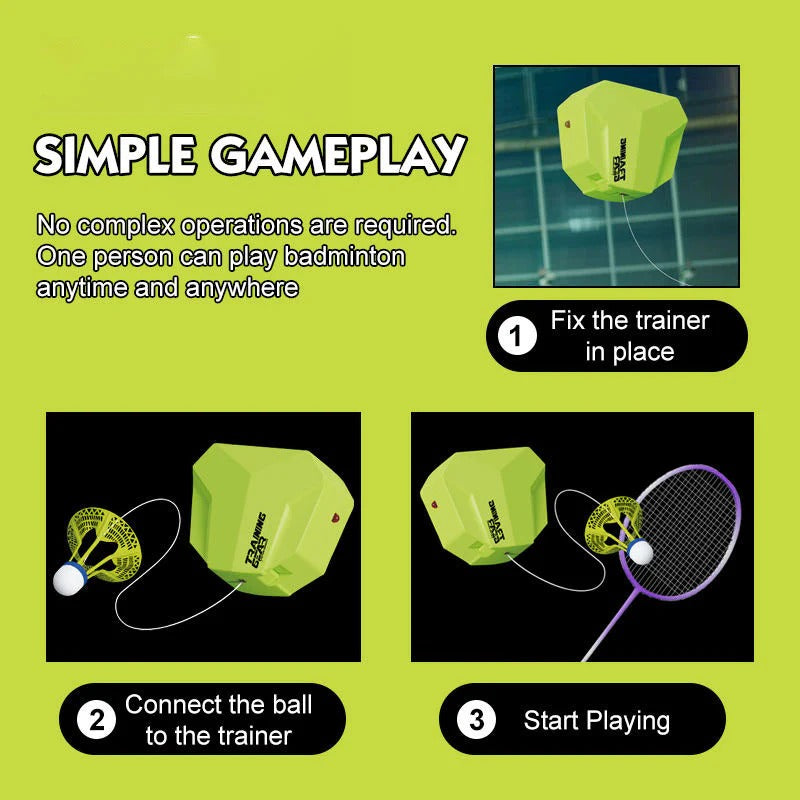 Badminton Rebound Racket Training Gear with Remote