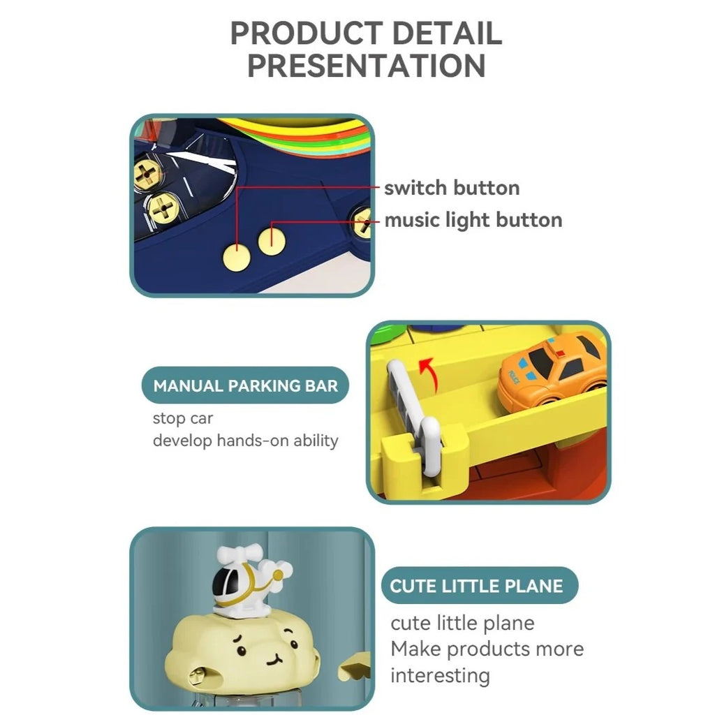 Multi-Level Parking Playset with Elevator, Tracks & Lights