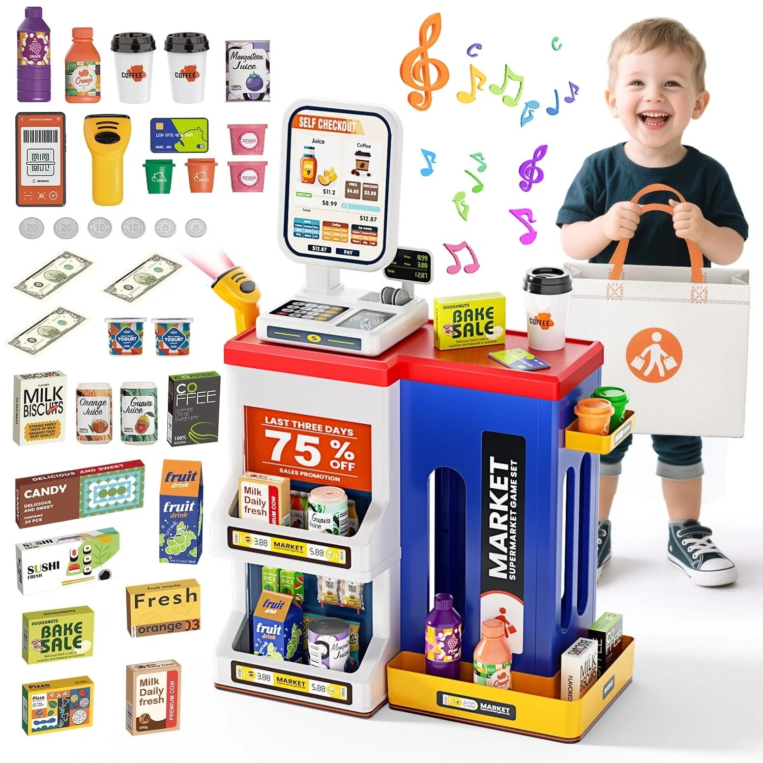 Pretend Play Realistic Shopping Fun Supermarket Set