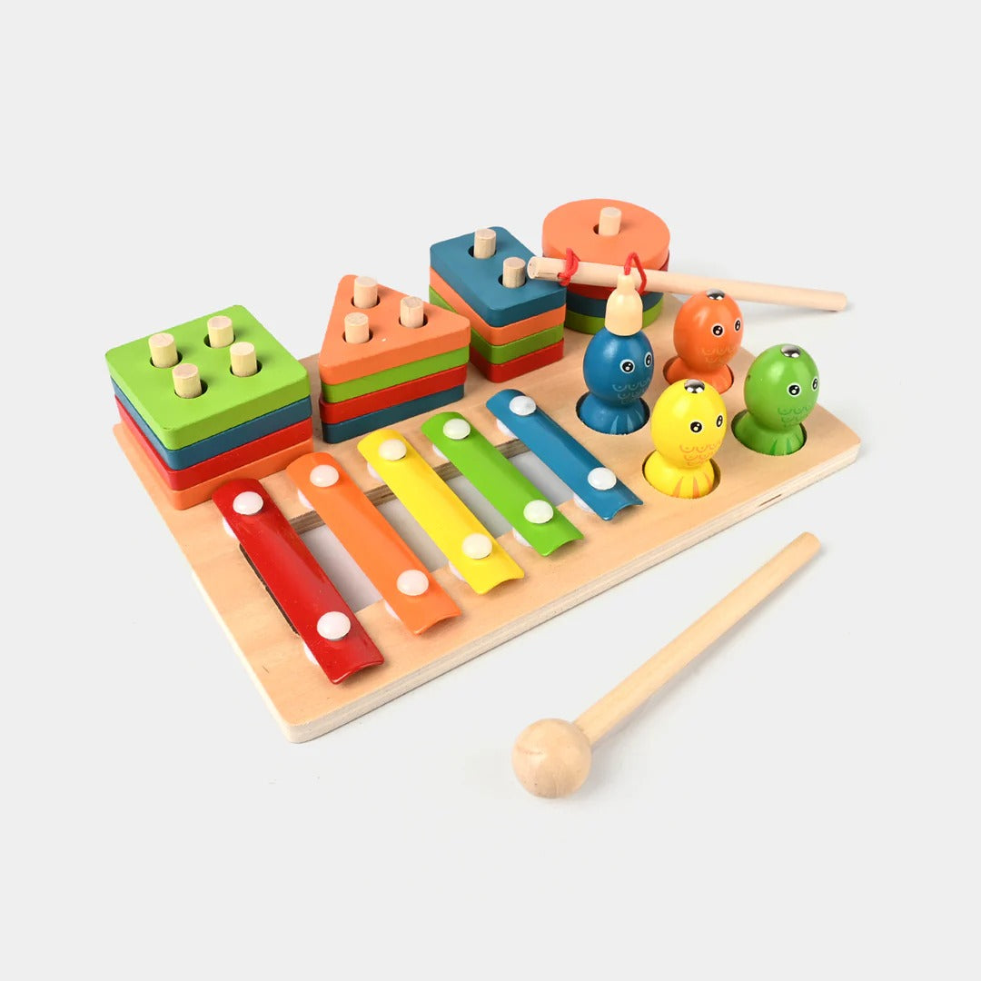 3-in-1 Wooden Montessori Playset – Sorting, Fishing & Xylophone