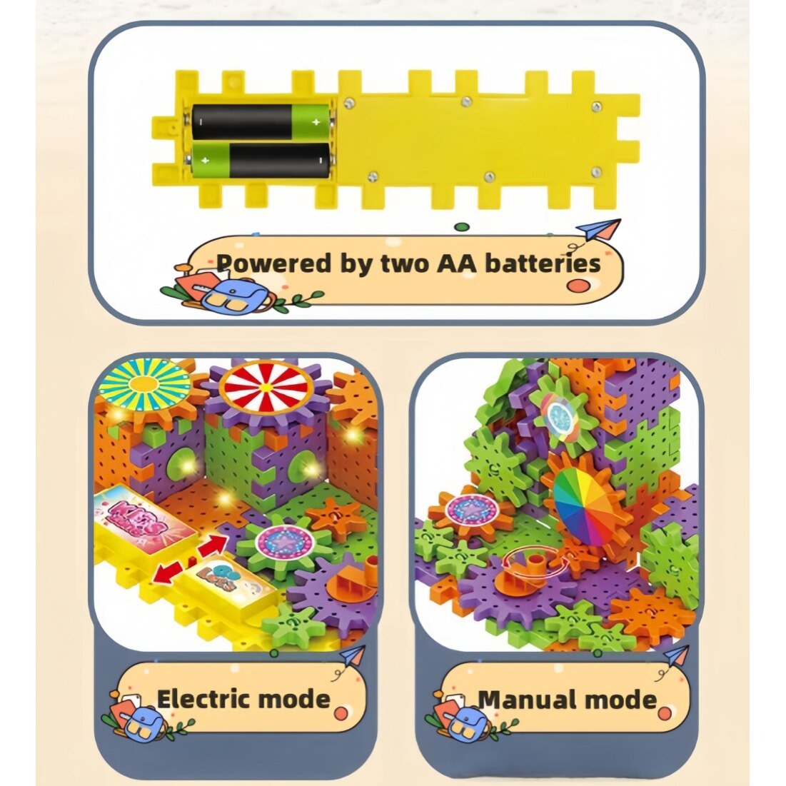 Electric Gear Building Blocks Set 130+ Pieces