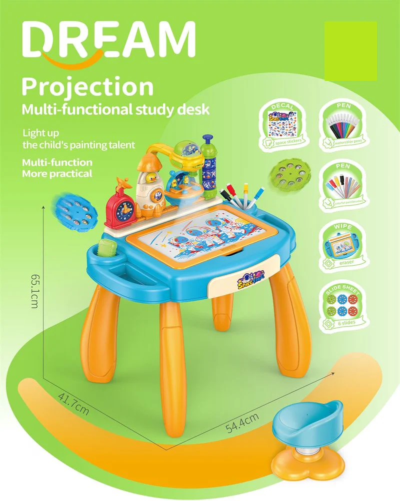 Multi-Functional Kids Projection Painting Table With Stool