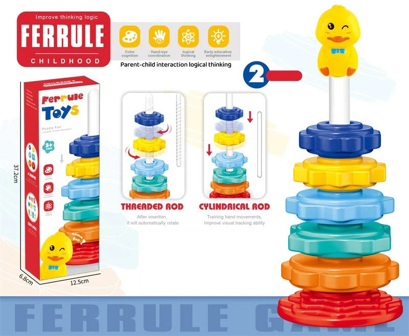 2 in 1 Rainbow Rotating Spin and Stacking Tower