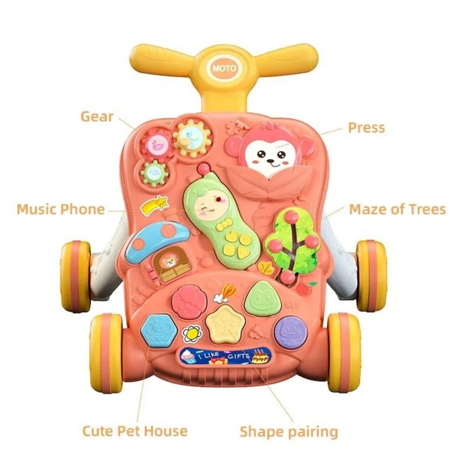 Multi-Activity Baby Walker with Interactive Learning Panel