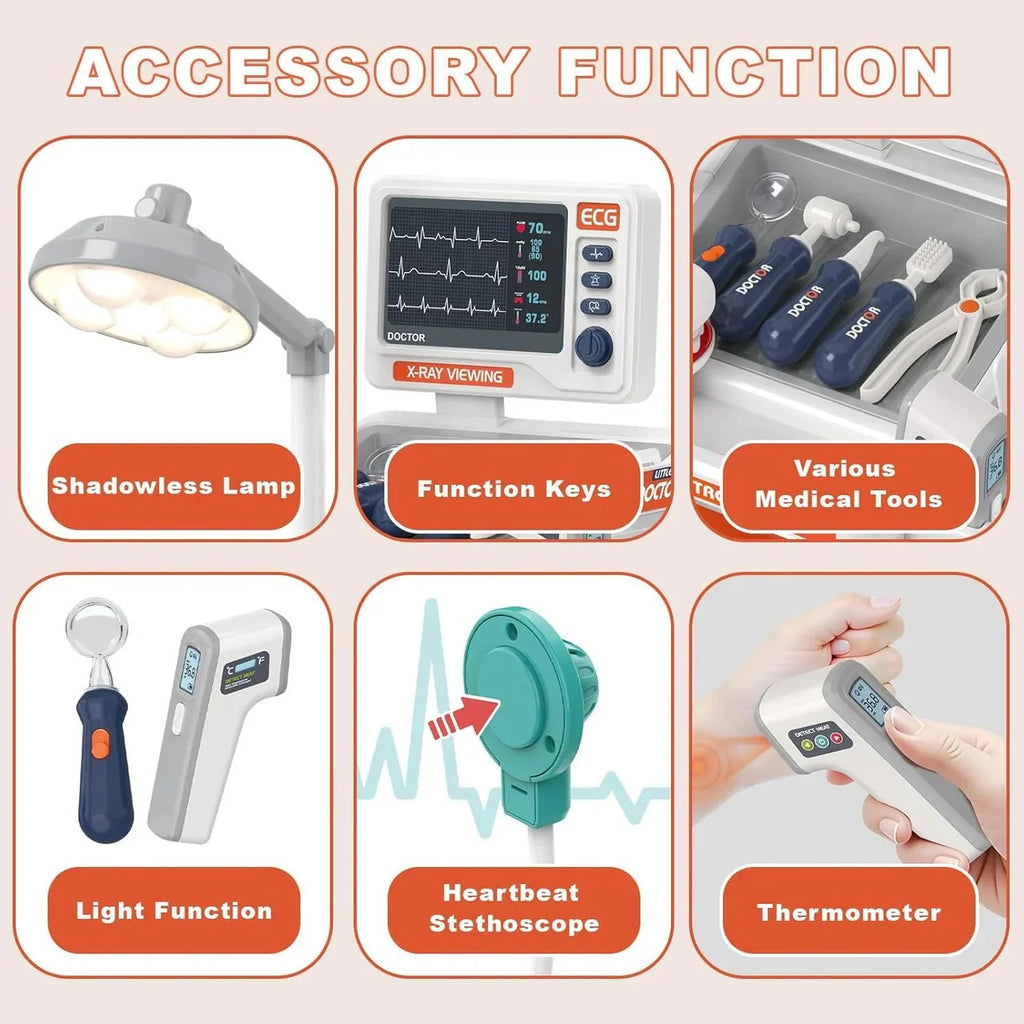 Realistic Medical Trolley Playset