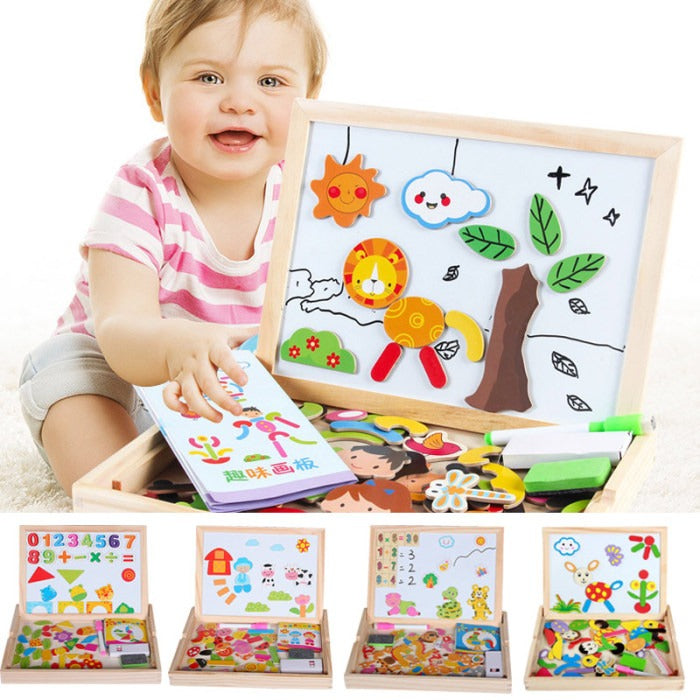2 in 1 Montessori Magnetic Puzzle & Drawing Board