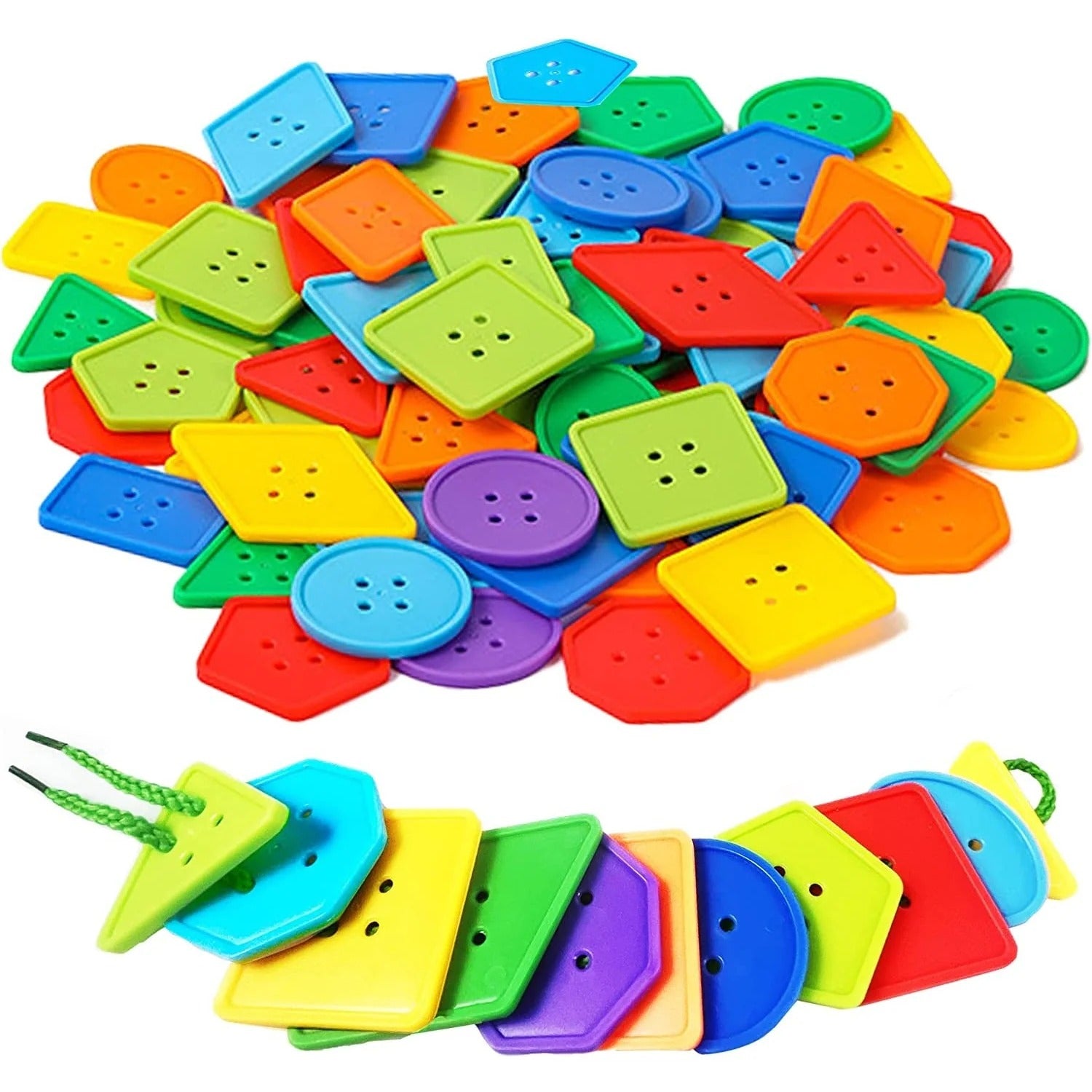 Colorful Shape Buttons Lacing & Threading Activity Set – JustForKids
