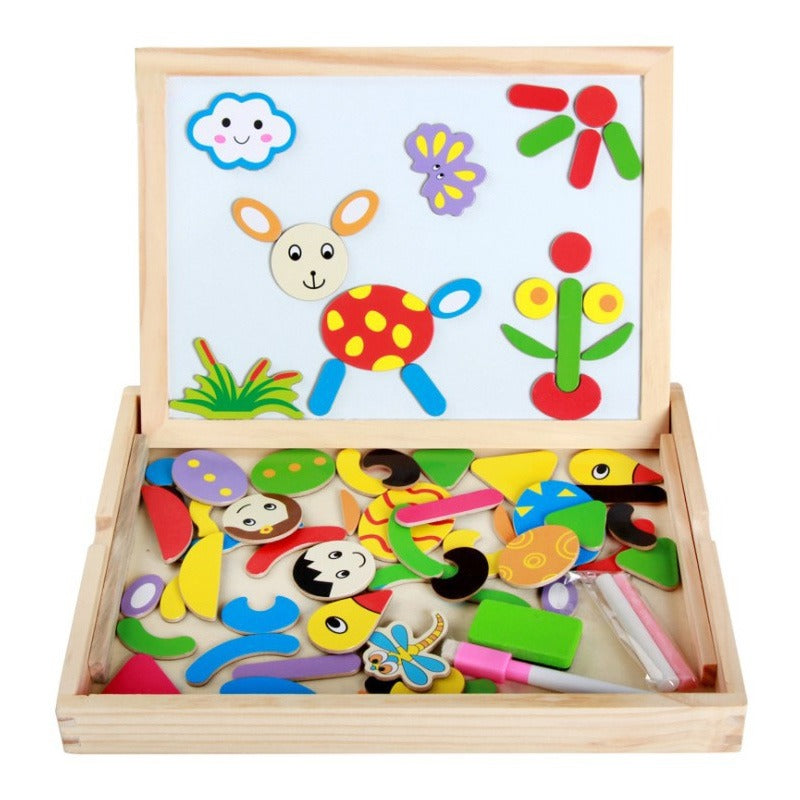 2 in 1 Montessori Magnetic Puzzle & Drawing Board