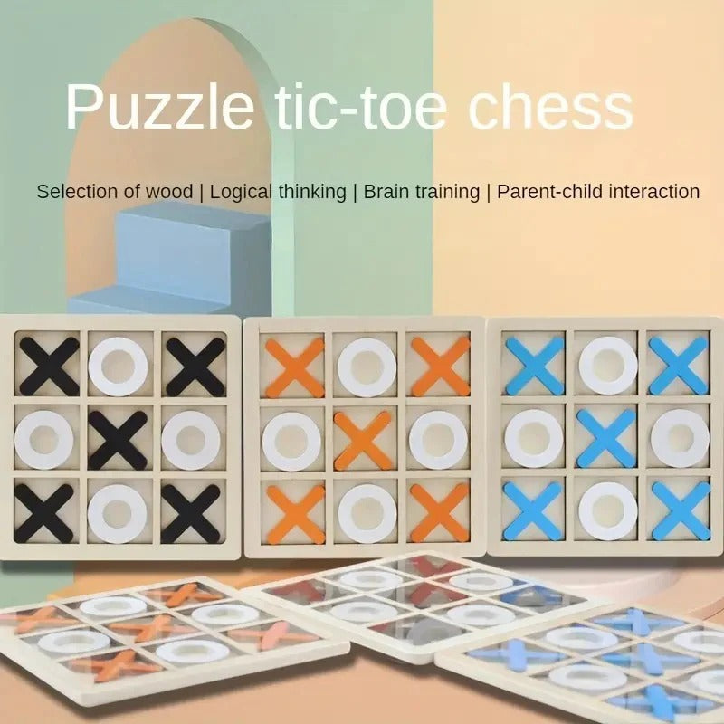 Wooden Tic-Tac-Toe Puzzle Game – Classic Fun with a Timeless Touch!