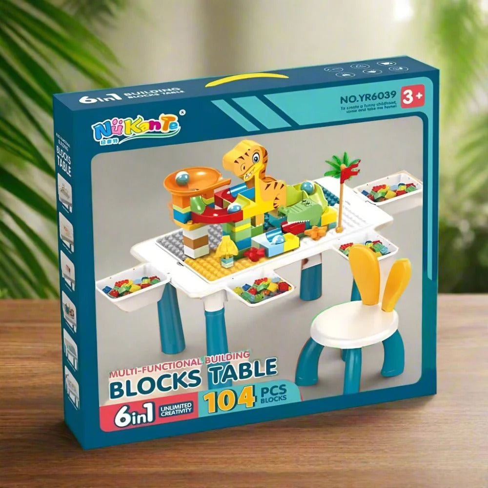 Dinosaur Building Block Table with Chair – 72 Pcs of Endless Fun!