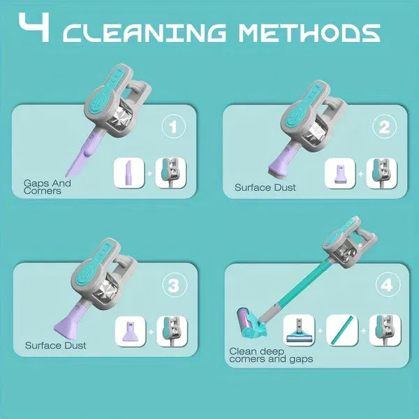 4-in-1 Blue Electronic Pretend Play Little Helper Vacuum