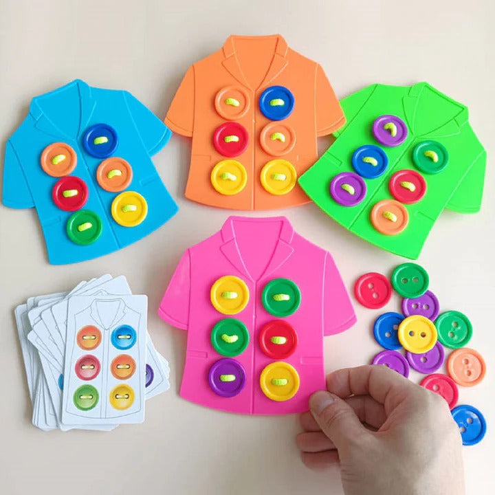 Wooden Montessori Sew-On Buttons Lacing & Threading Activity