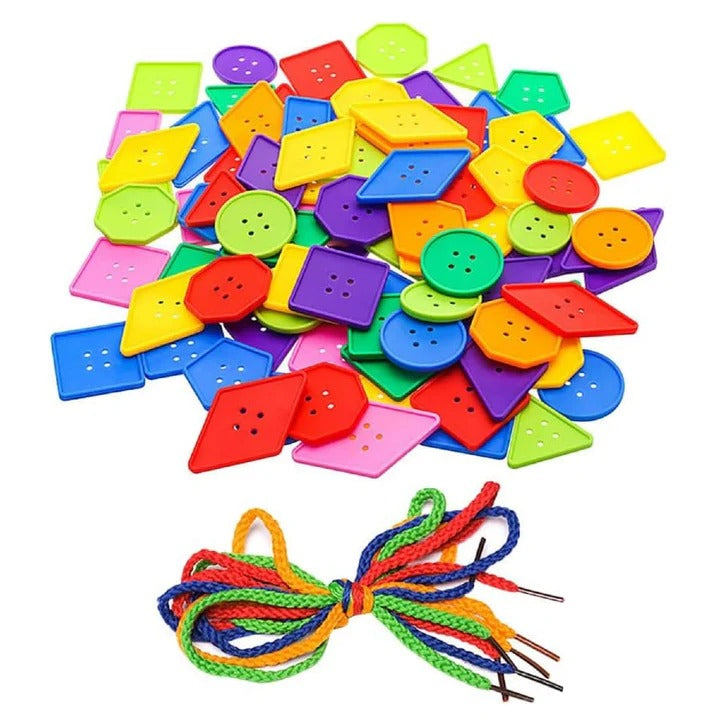 Colorful Shape Buttons Lacing & Threading Activity Set