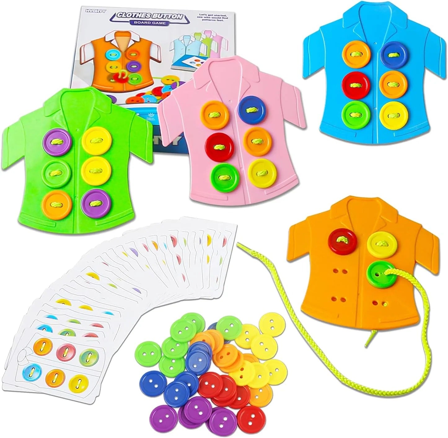 Wooden Montessori Sew-On Buttons Lacing & Threading Activity